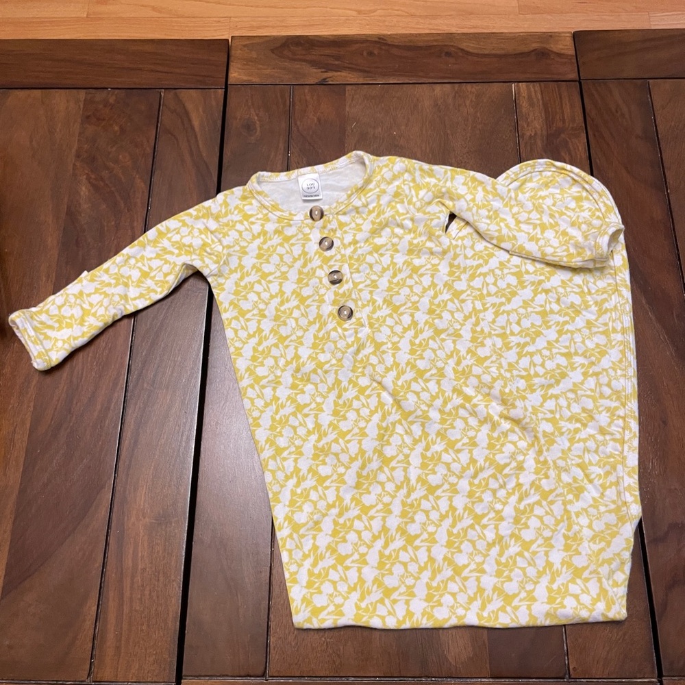 Lou Lou & Company newborn knotted gown Floral yellow gown
